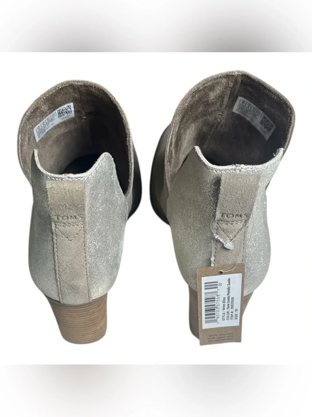 TOMS Eliza Suede Bootie - Dune Metallic Suede - Women’s 10 NWT